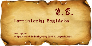Martiniczky Boglárka névjegykártya